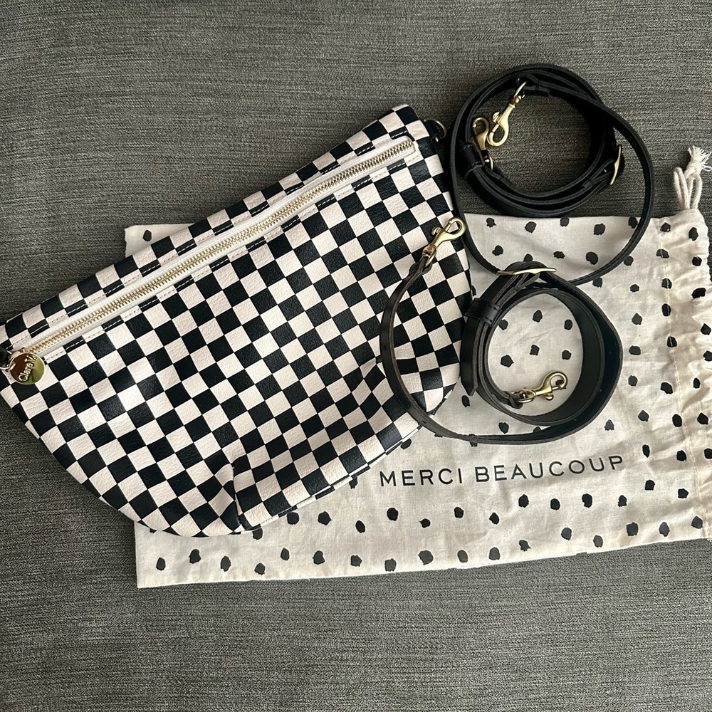 Clare V. Grande Fanny Pack - Black & Cream Checkers